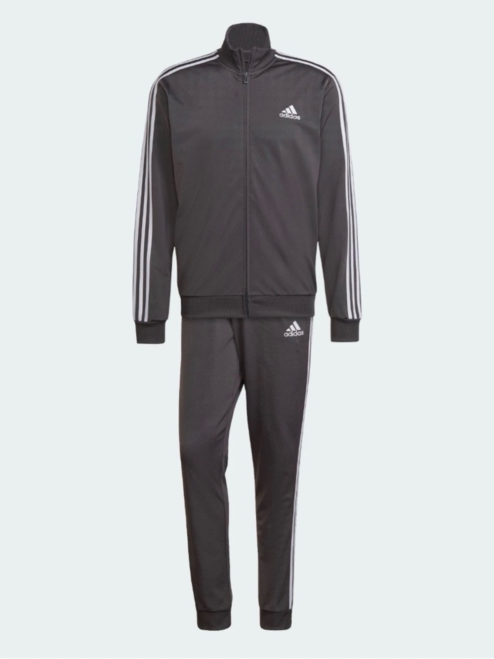 Adidas Grey Track Jacket & Pants Set with White Stripes
